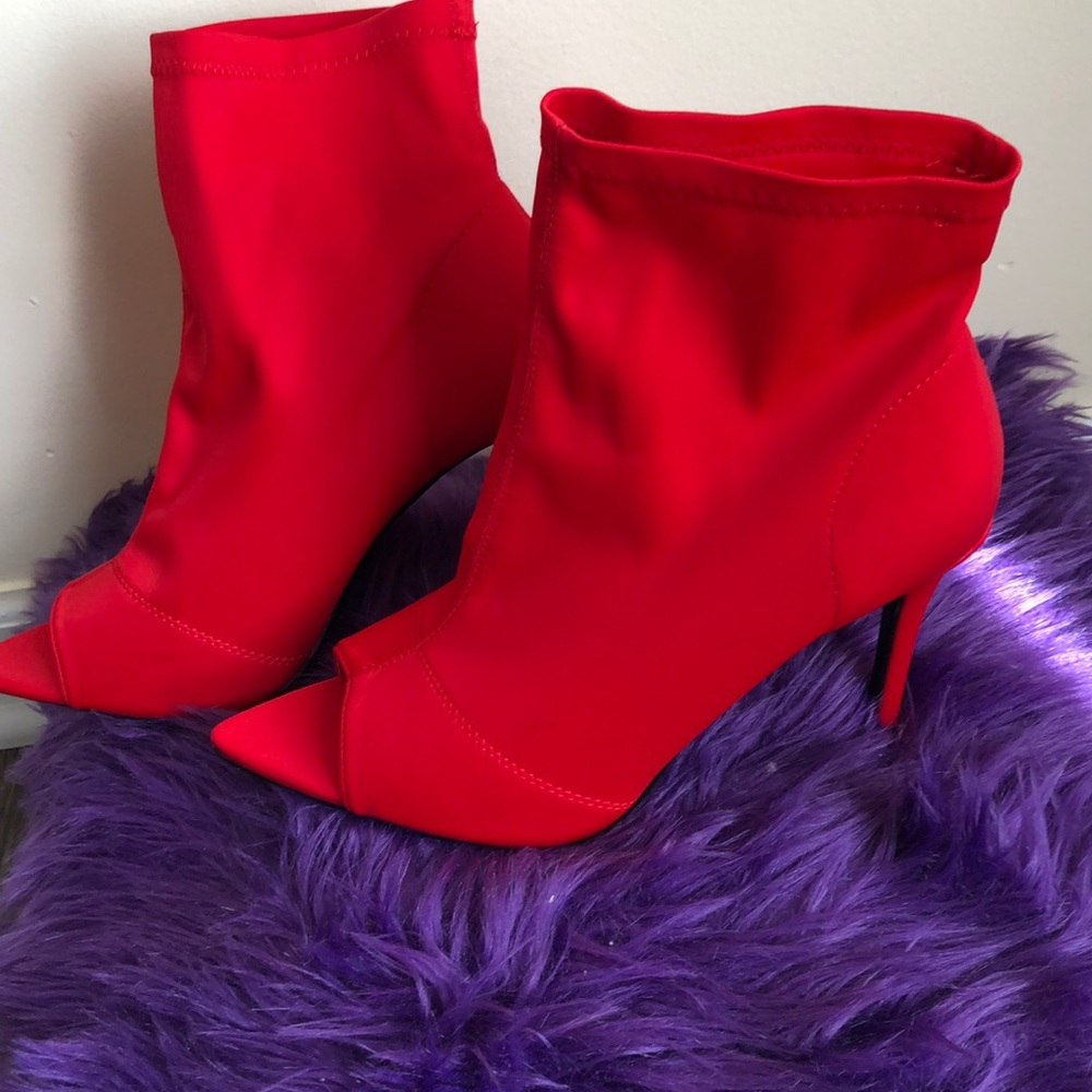 Red Peep Toe Booties ❤️